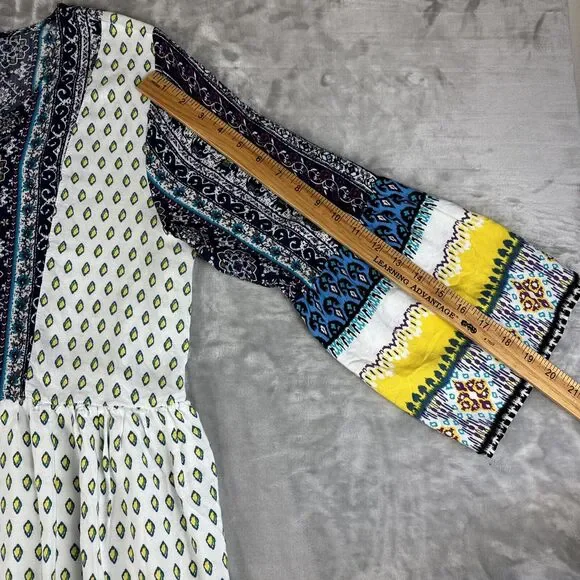 Reborn J Boho Dress Womens 1X Colorful Pattern Button Front Flowy Elephant(1003) - Picture 15 of 15